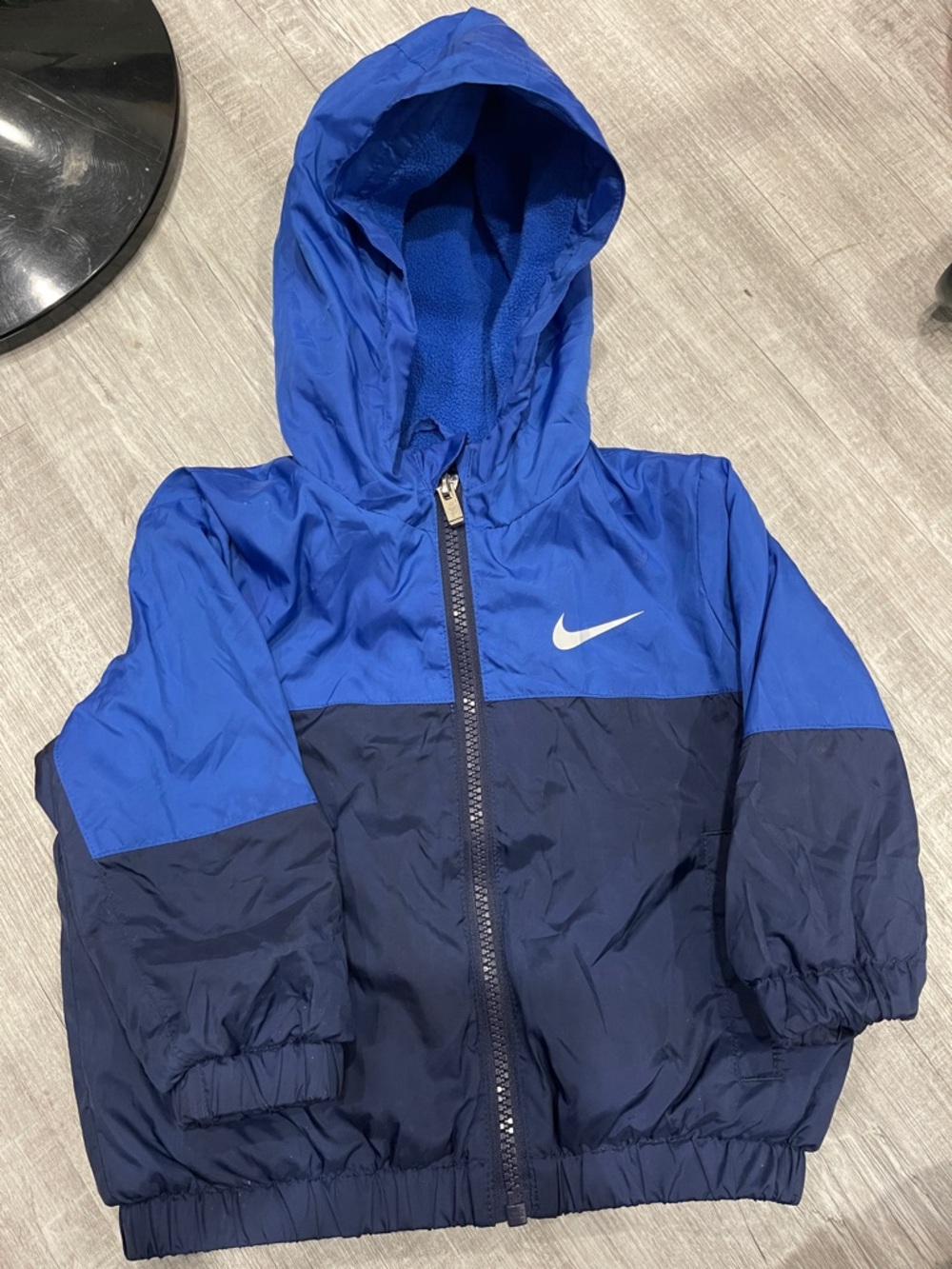 Nike Kids Blue and Navy Hooded Rain Jacket